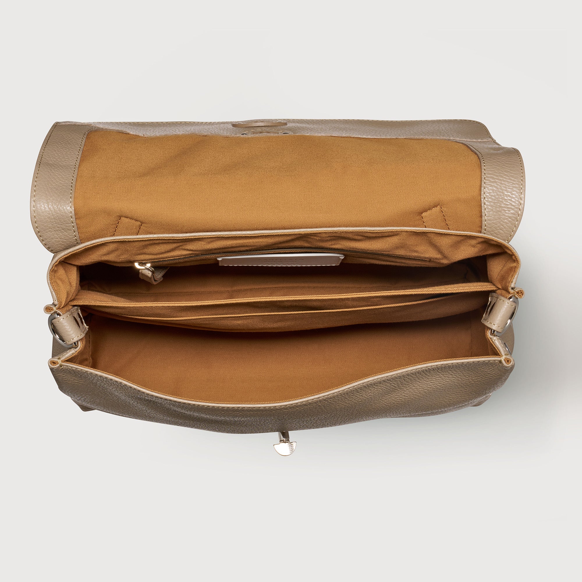 Zanellato Postina® M borsa grigia in pelle martellata idrorepellente