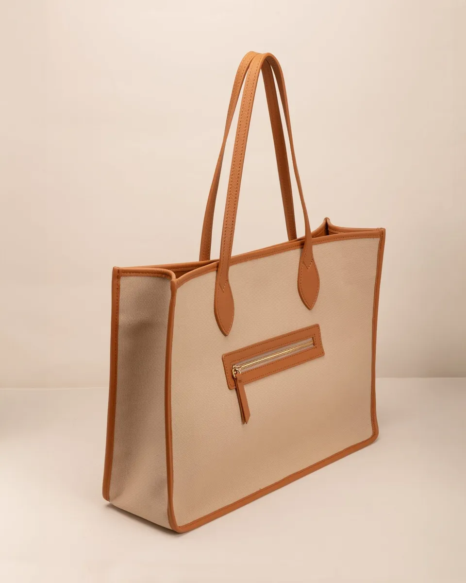 Marks&Angels Borse a Spalla Giusy Canvas Beige shopper in canvas