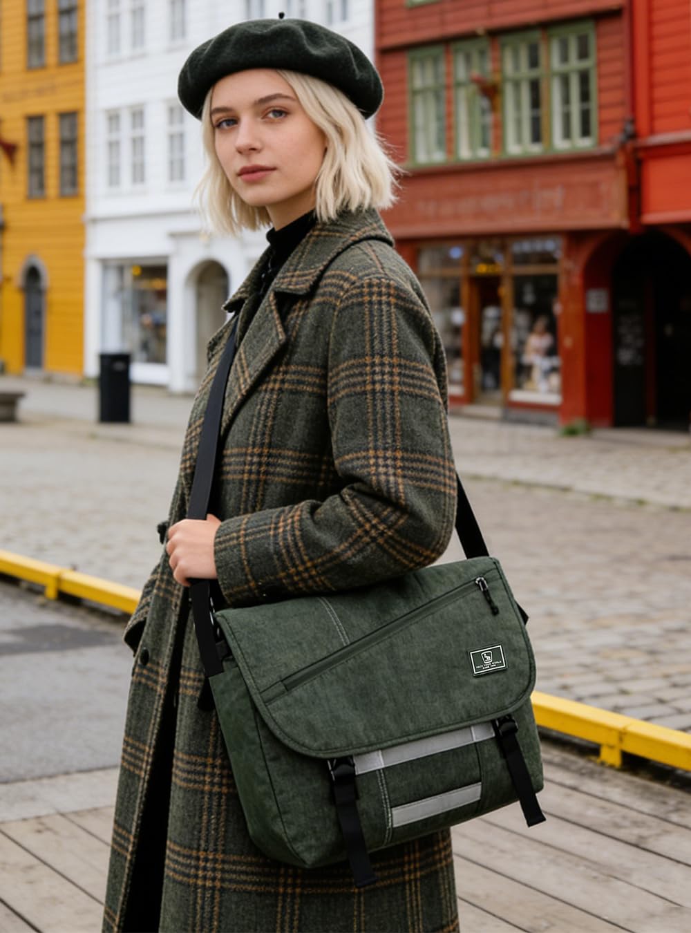 OIWAS Messenger Bags borsa a tracolla verde per laptop 15,6 pollici