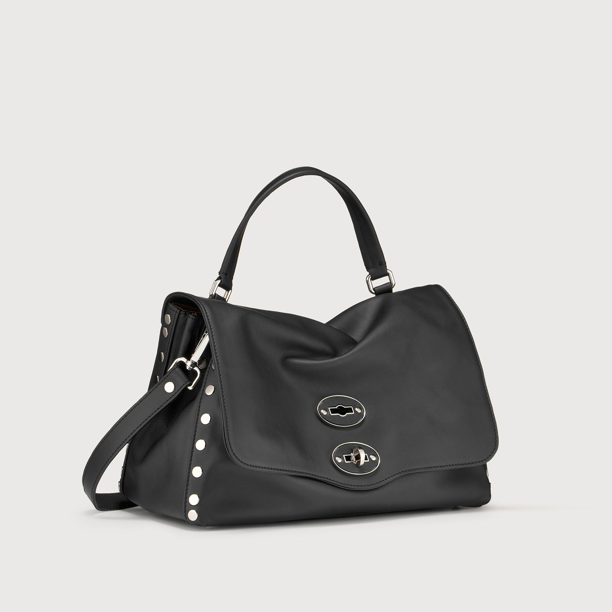 Zanellato Postina® S borsa nera in pelle liscia morbida