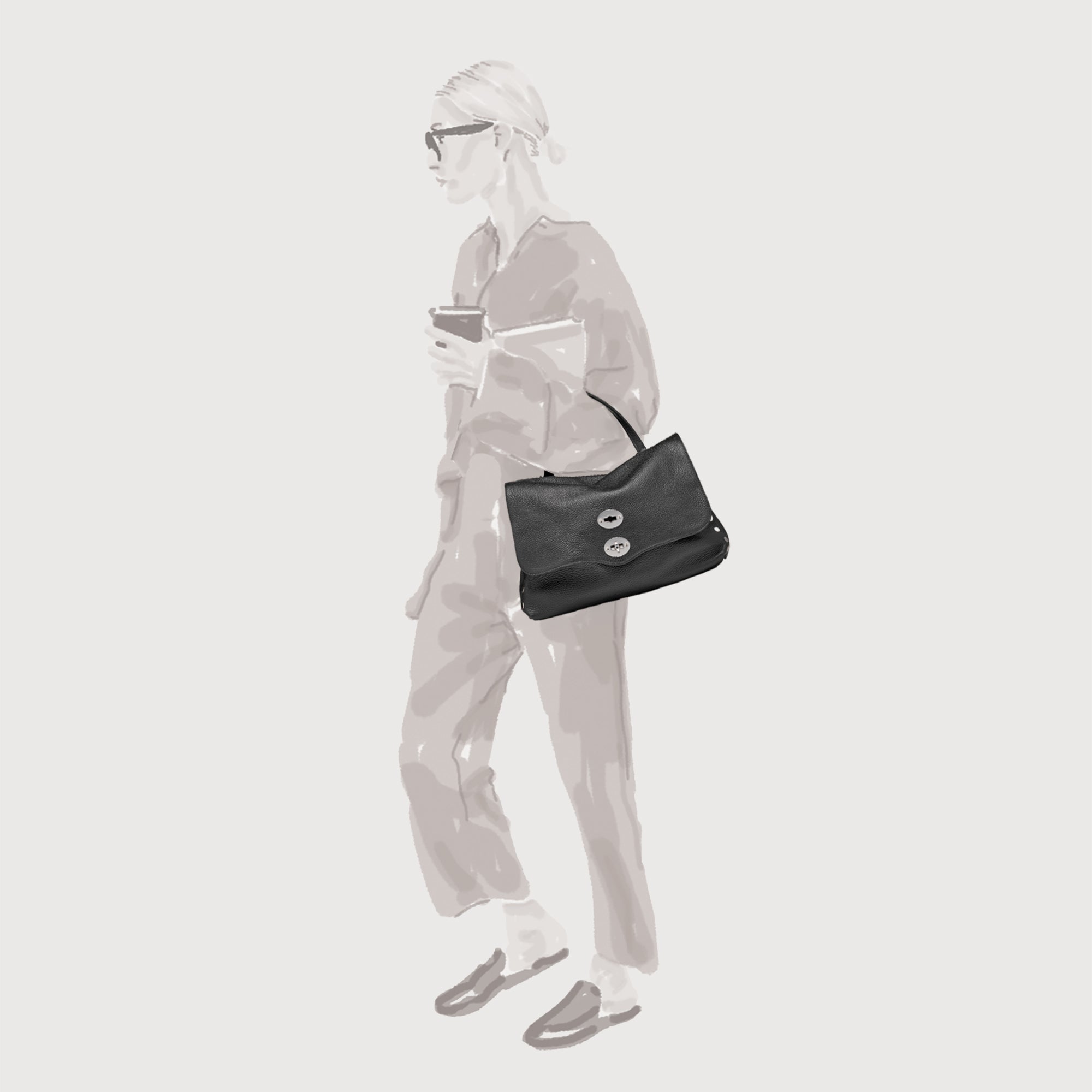 Zanellato Postina® M borsa marrone pelle martellata