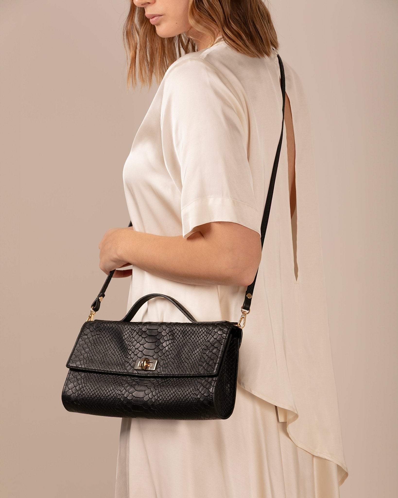 Marks&Angels Monni Nero borsa baguette in pelle anaconda
