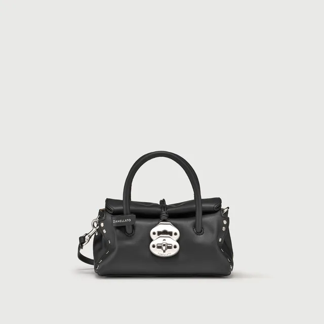 Zanellato Dotta® BABY borsa mini nera in pelle liscia
