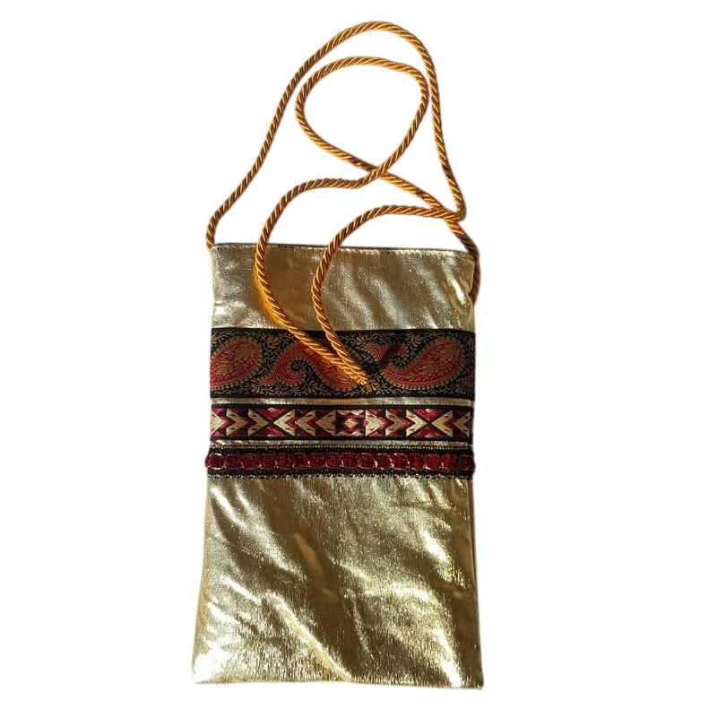 Borseggi Tibetane – le tracolla Tibetana Preziosa Oro borsina a tracolla