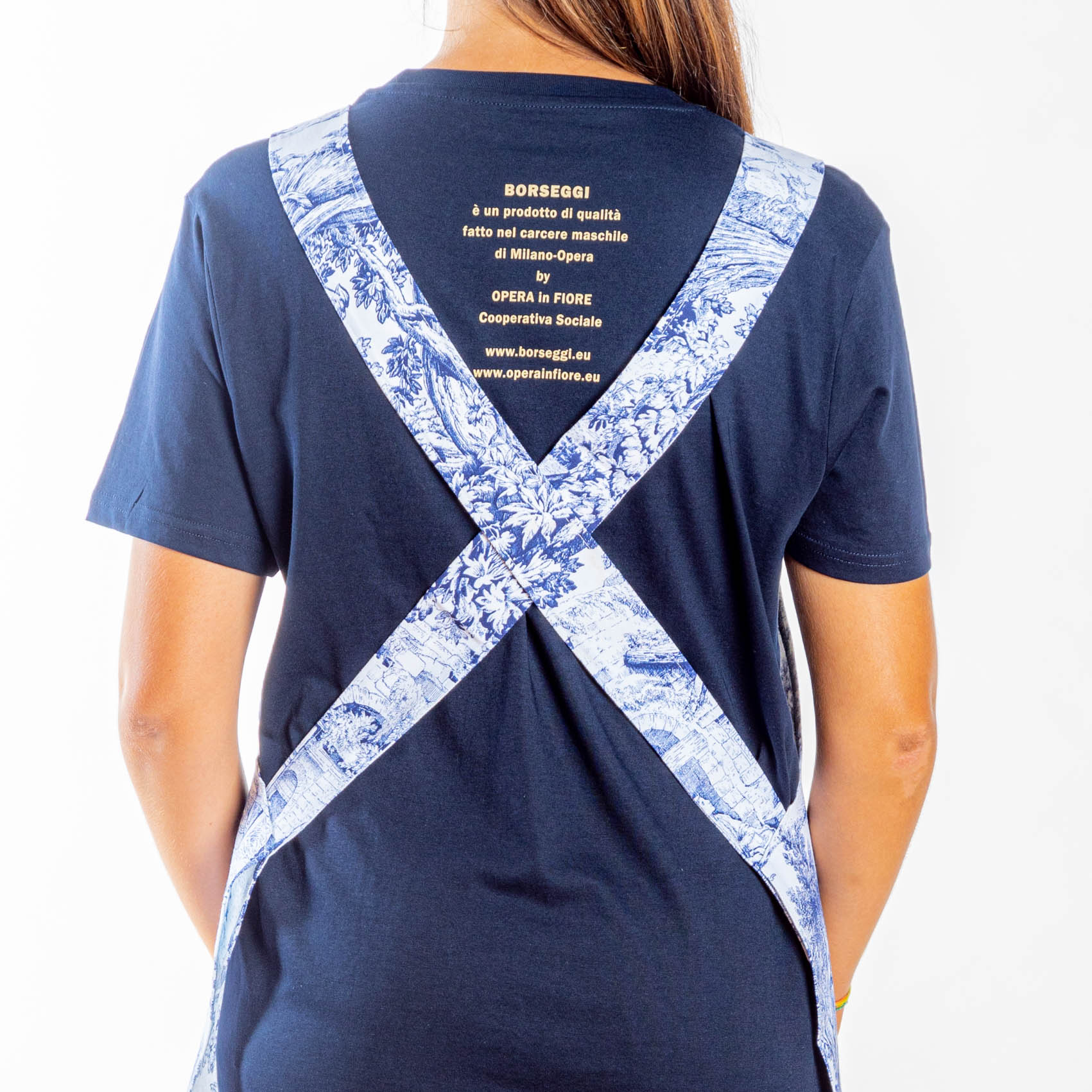 Borseggi Grembiuli Grembiule cucina & giardino Toile de Jouy blu