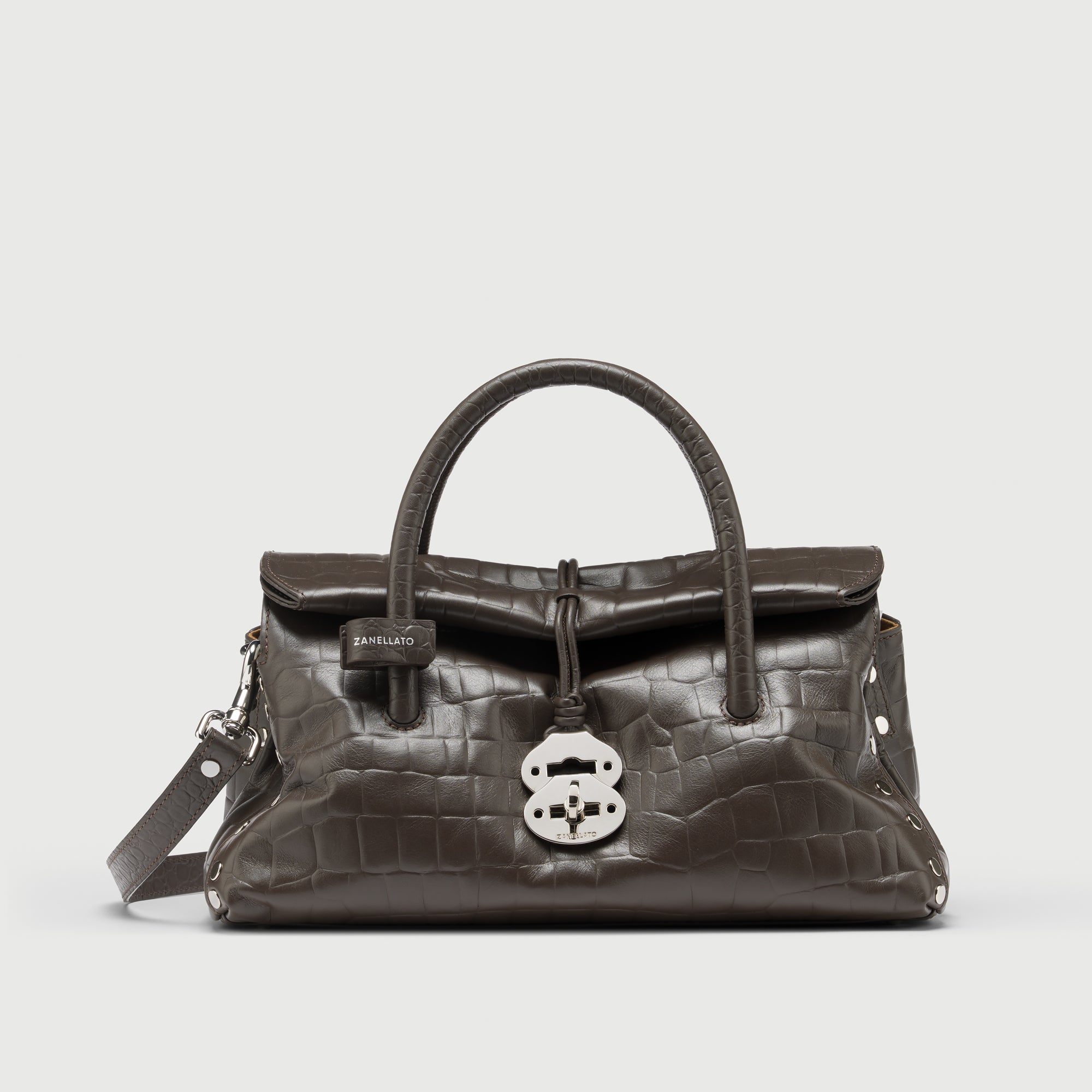 Zanellato Dotta® S borsa Brown Espresso in pelle stampata