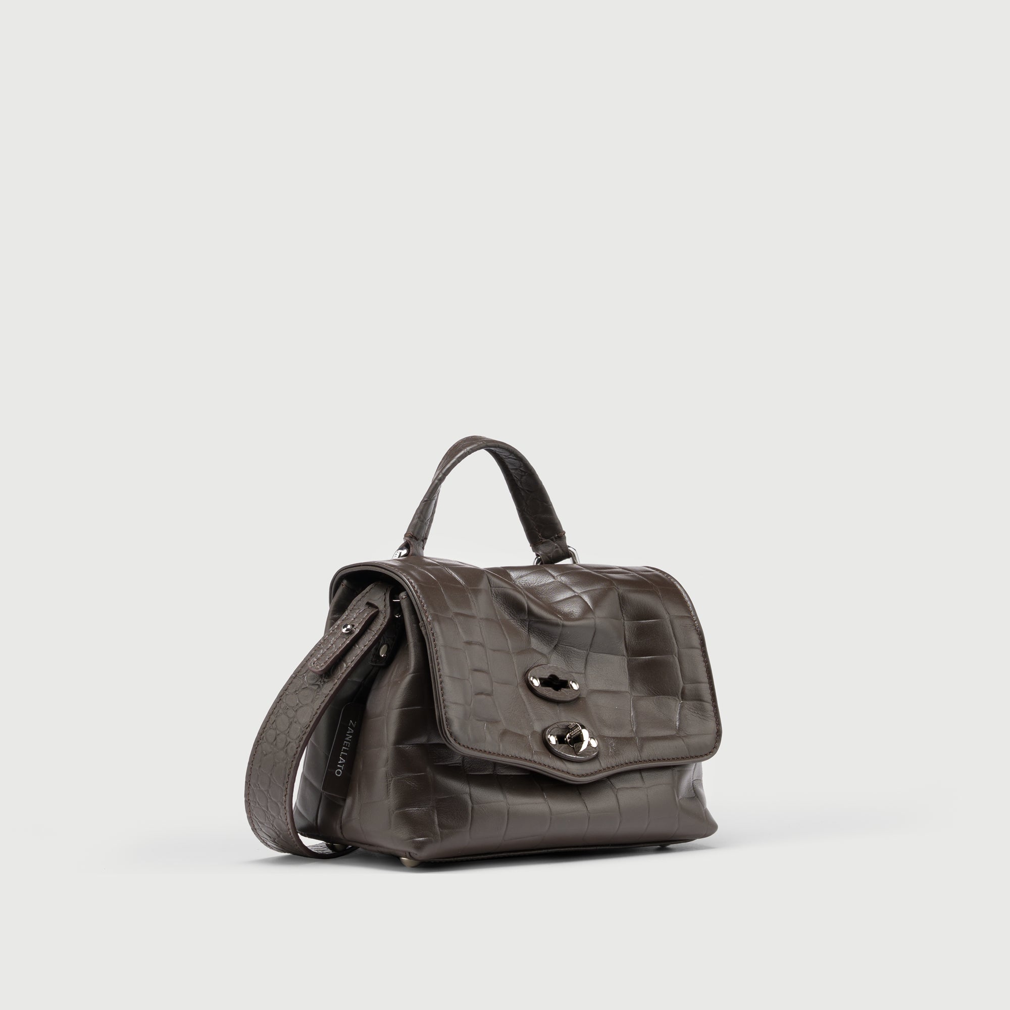 Zanellato Postina® Baby borsa marrone effetto coccodrillo in pelle