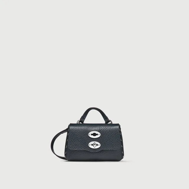 Zanellato Postina® Wallet portafoglio Mini blu navy in pelle martellata