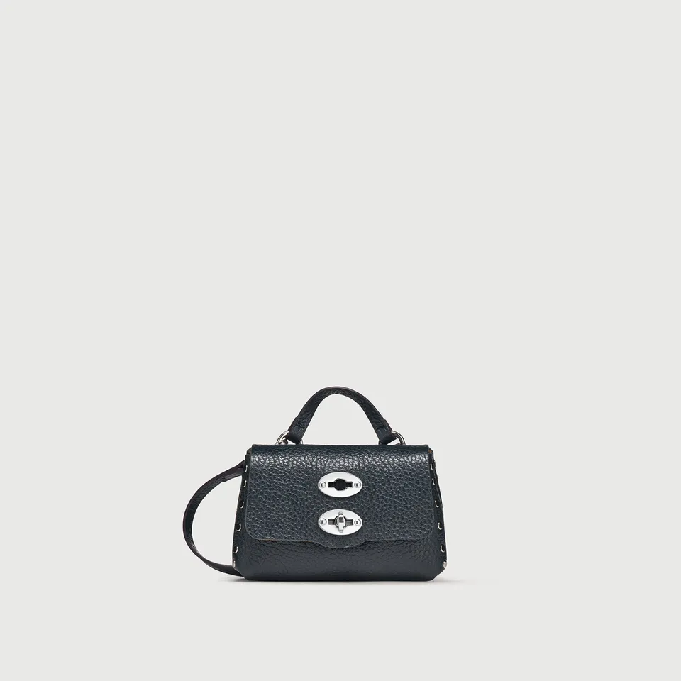 Zanellato Postina® Wallet portafoglio Mini blu navy in pelle martellata