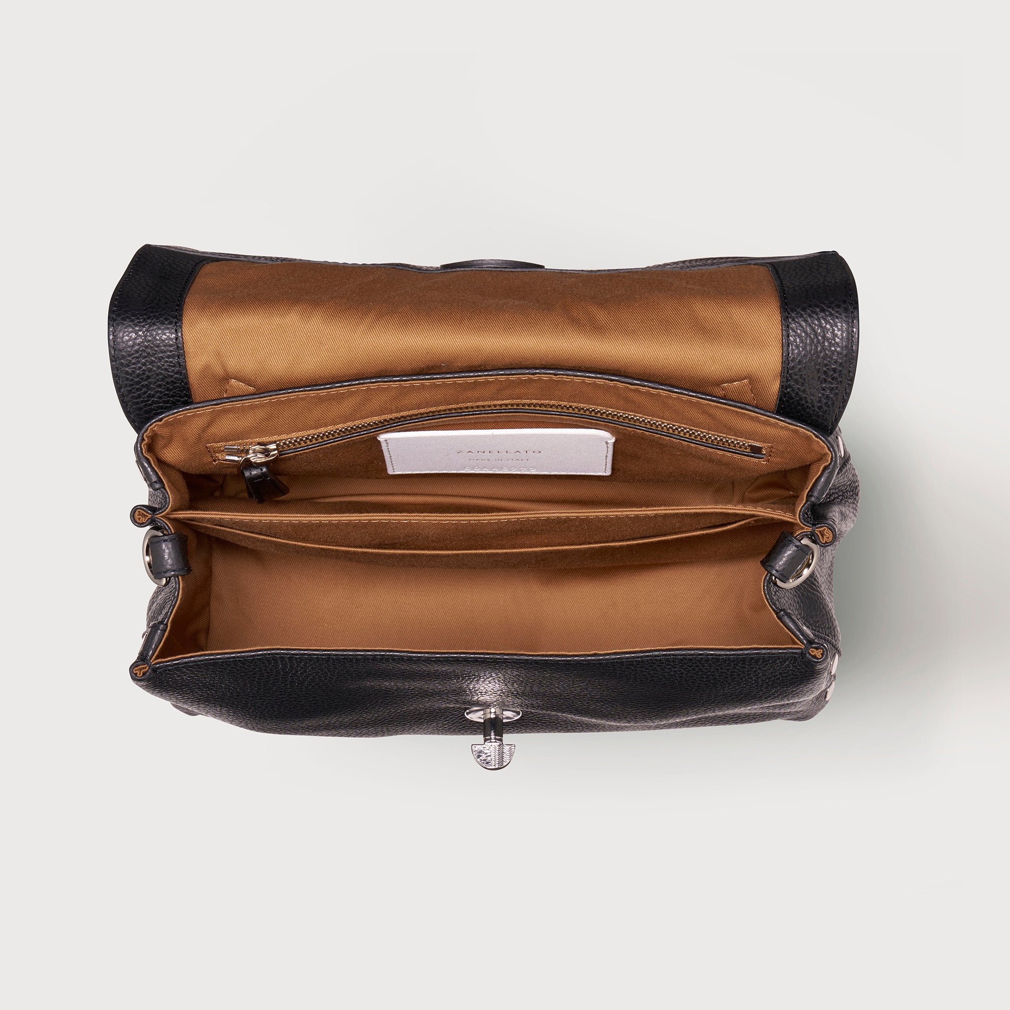Zanellato Postina® S borsa a mano Black Nero in pelle martellata