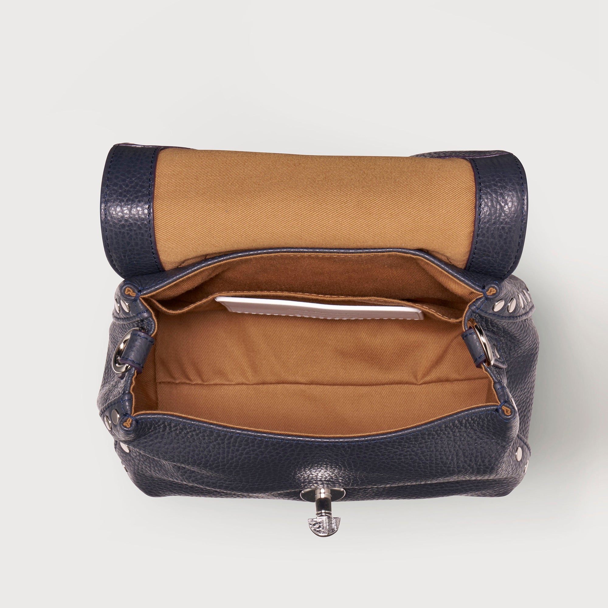 Zanellato Postina® BABY borsa a mano blu navy in pelle martellata