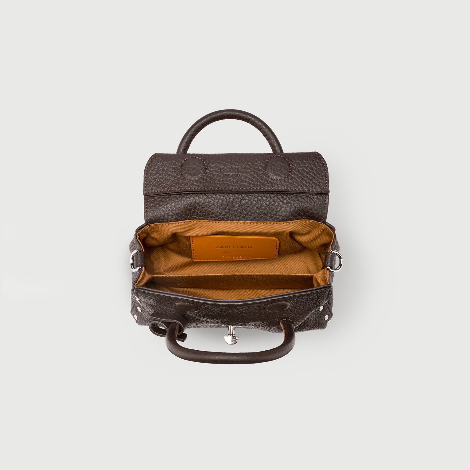 Zanellato Dotta® Baby borsa marrone in pelle martellata