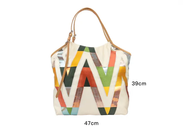 Crazy Lou Sac en tissus sac en toile tissée garni cuir d’agneau 7411 borsa in tela