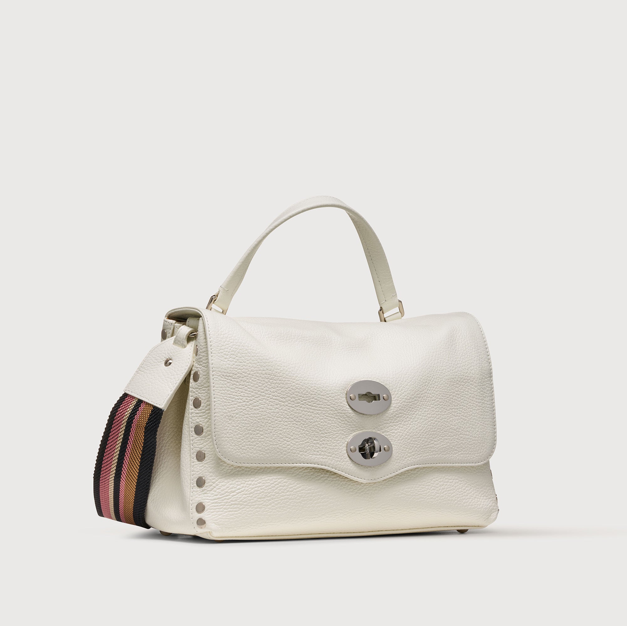 Zanellato Postina® S borsa a mano bianco latte in pelle martellata