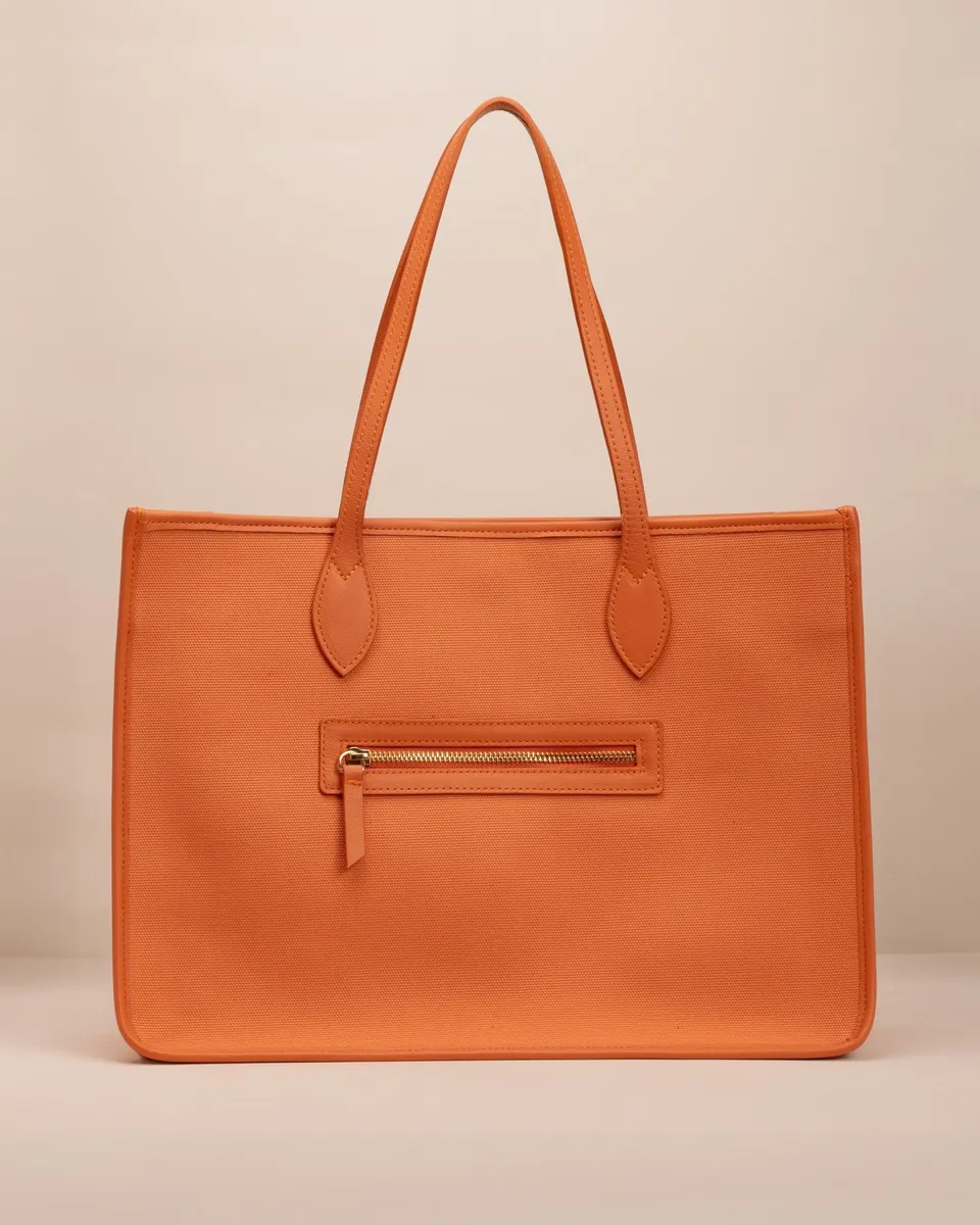 Marks&Angels Borse a Spalla Giusy Canvas Arancio shopper canvas con tasca