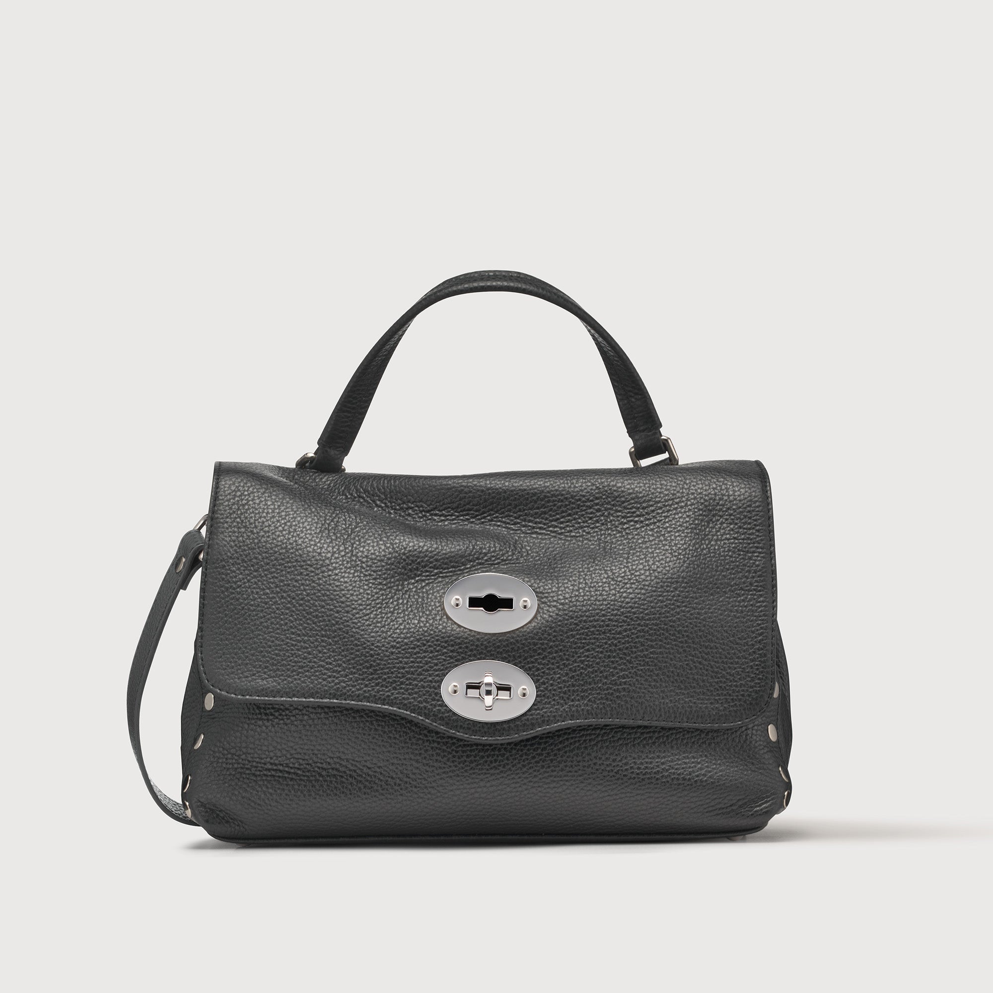Zanellato Postina® S borsa nera in pelle martellata