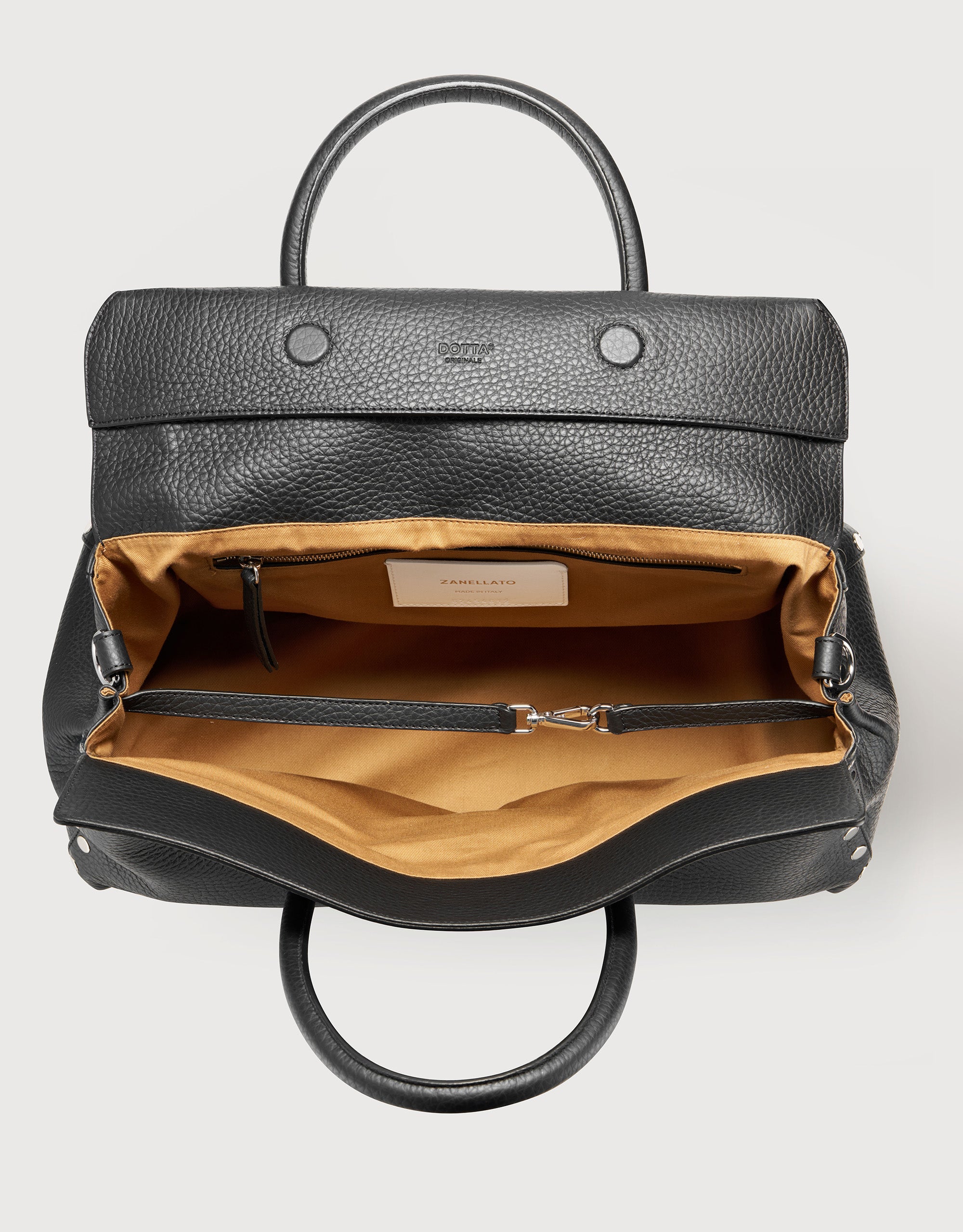 Zanellato Dotta® XL borsa nera in pelle martellata