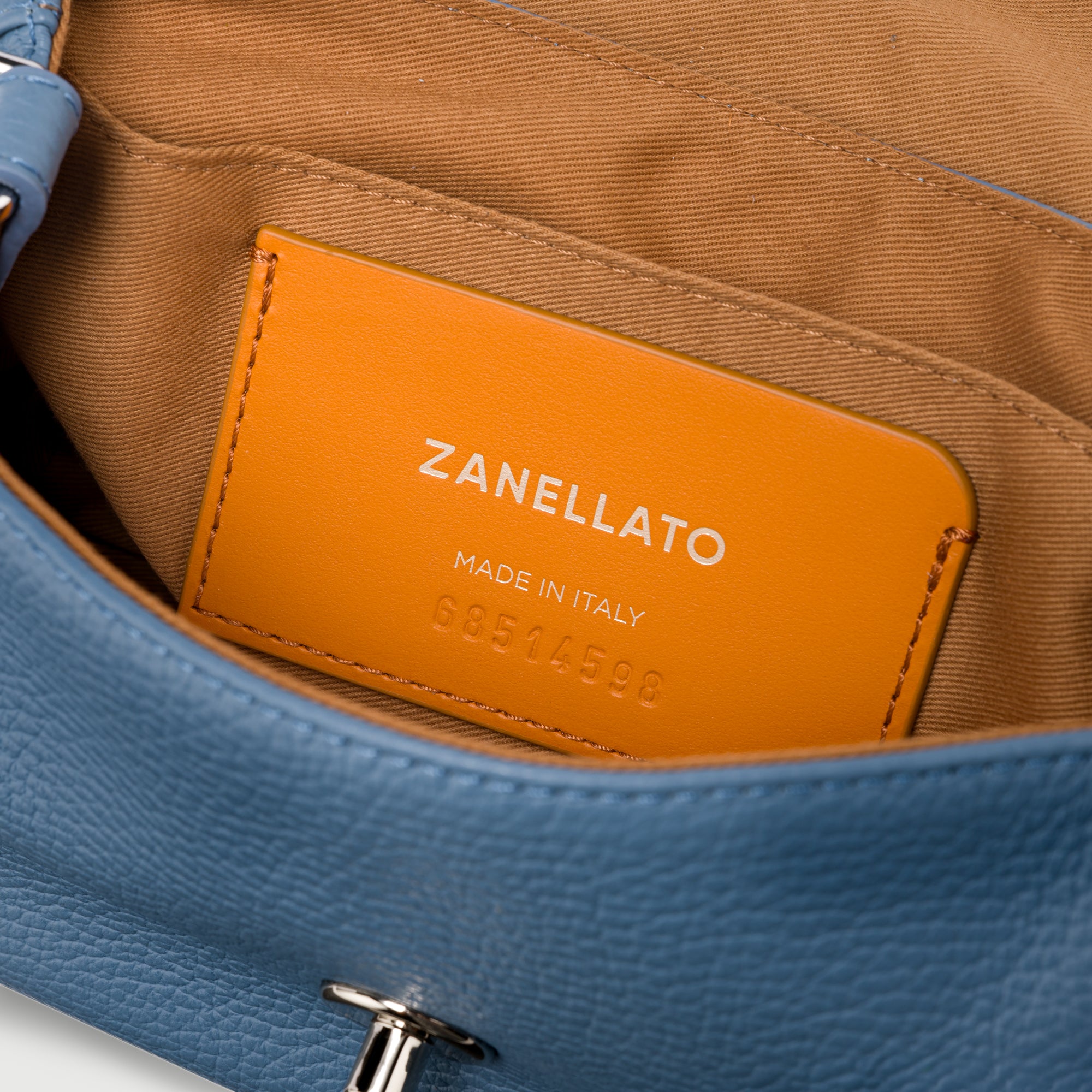 Zanellato Postina® Baby borsa blu pelle martellata
