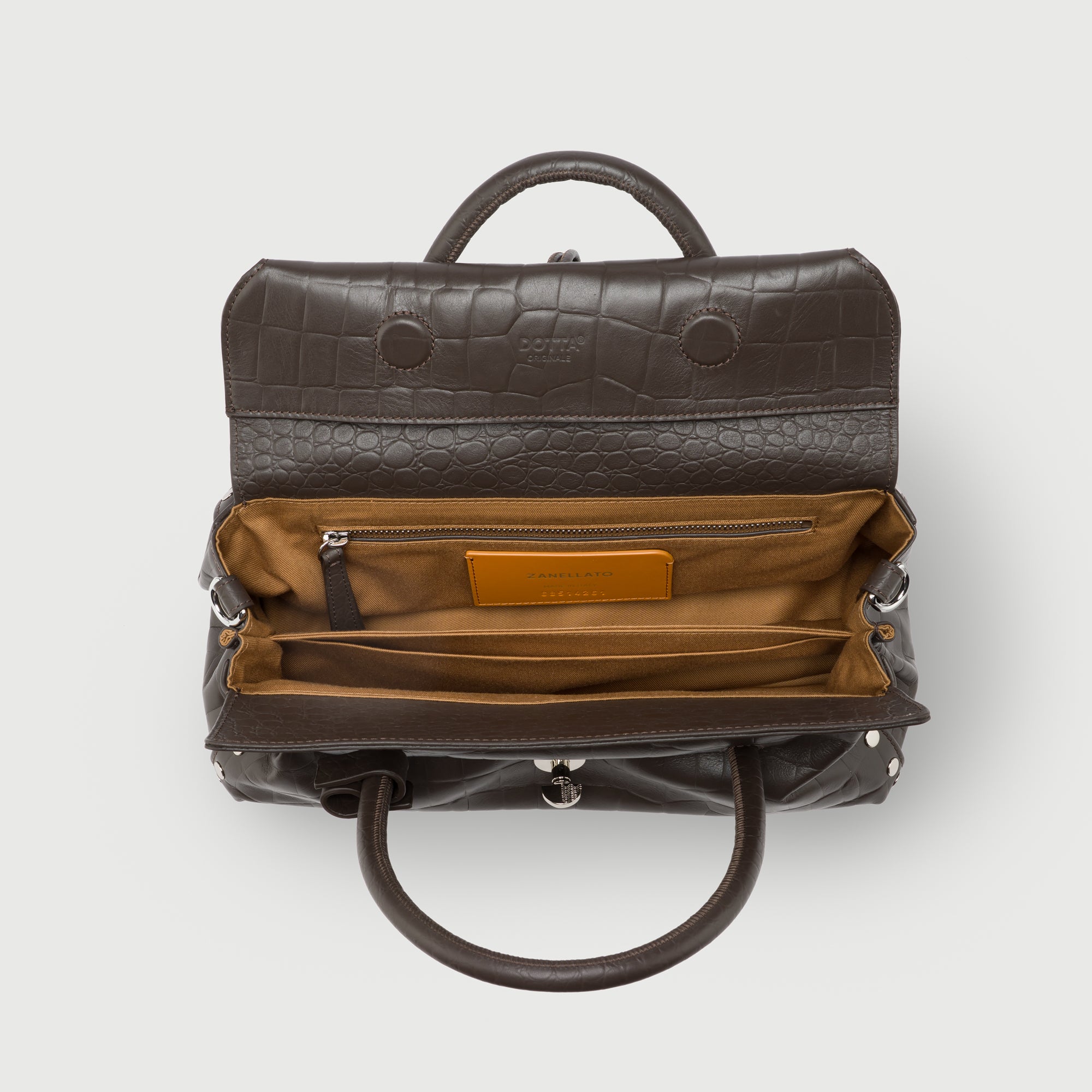 Zanellato Dotta® S borsa Brown Espresso in pelle stampata