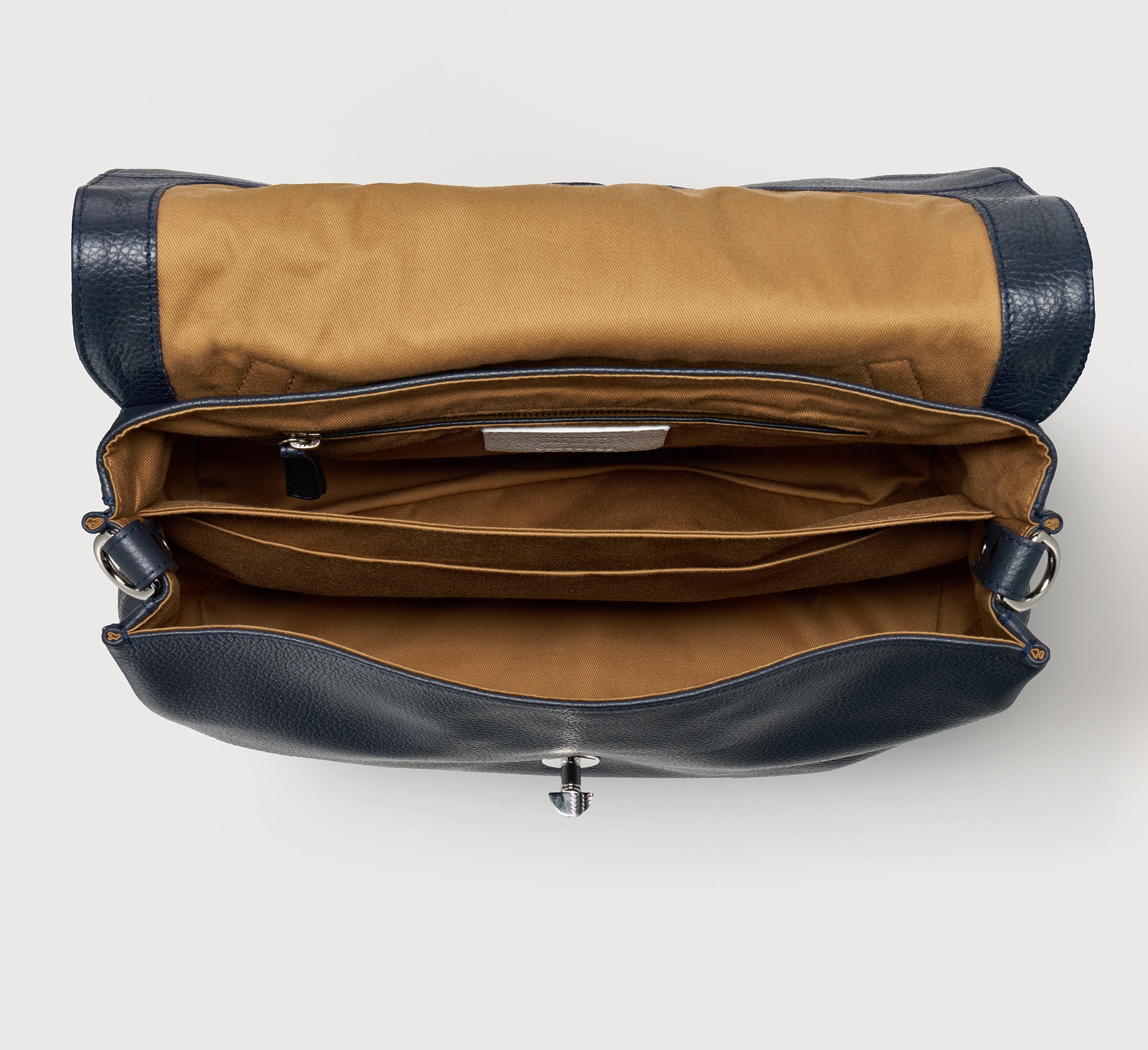 Zanellato Postina® M borsa blu Dark Navy in pelle martellata