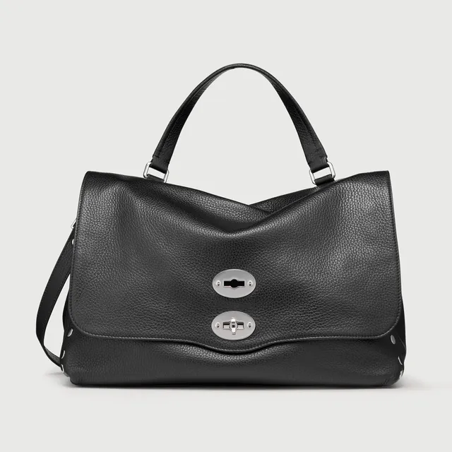 Zanellato Postina® M borsa nera in pelle martellata