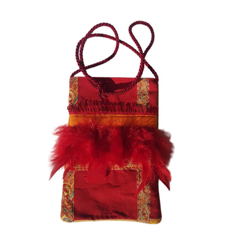 Borseggi Tibetane Tibetana piume 07 borsina tracolla velluto