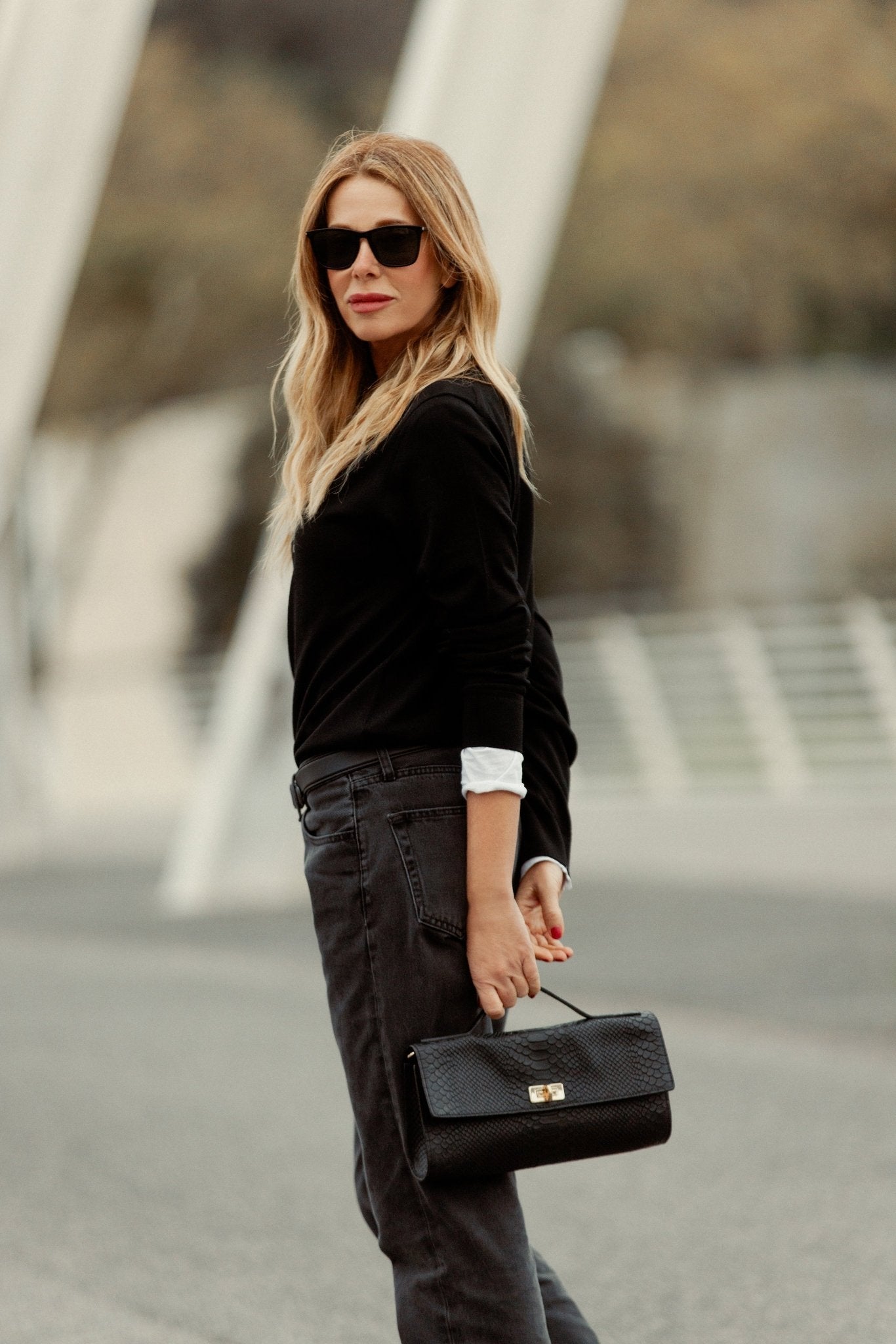 Marks&Angels Monni Nero borsa baguette in pelle anaconda