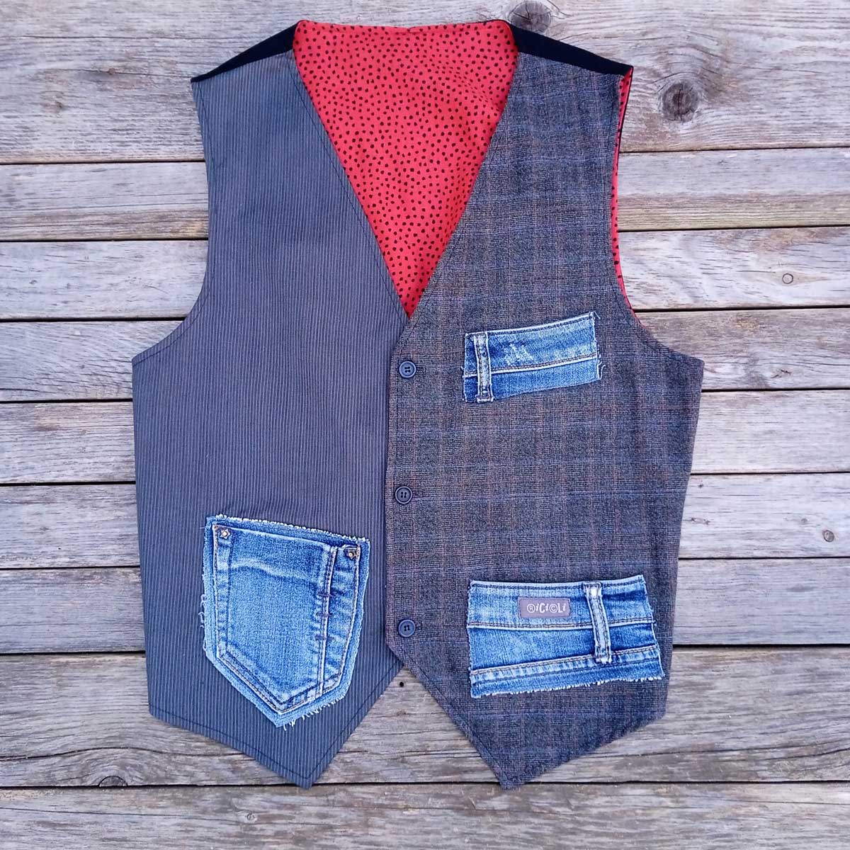 Ricicli Design Abbigliamento Gilet double face n°13 taglia L riciclato