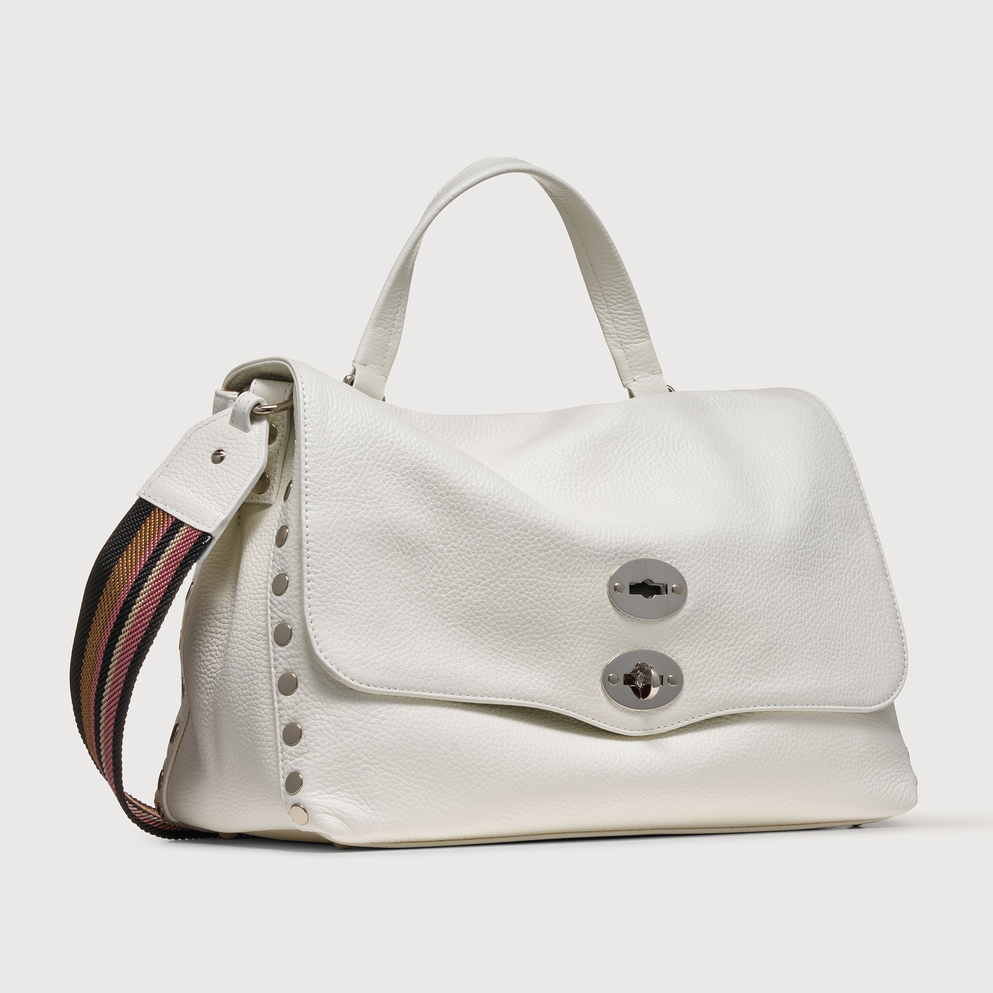 Zanellato Postina® M borsa Bianco Latte pelle martellata