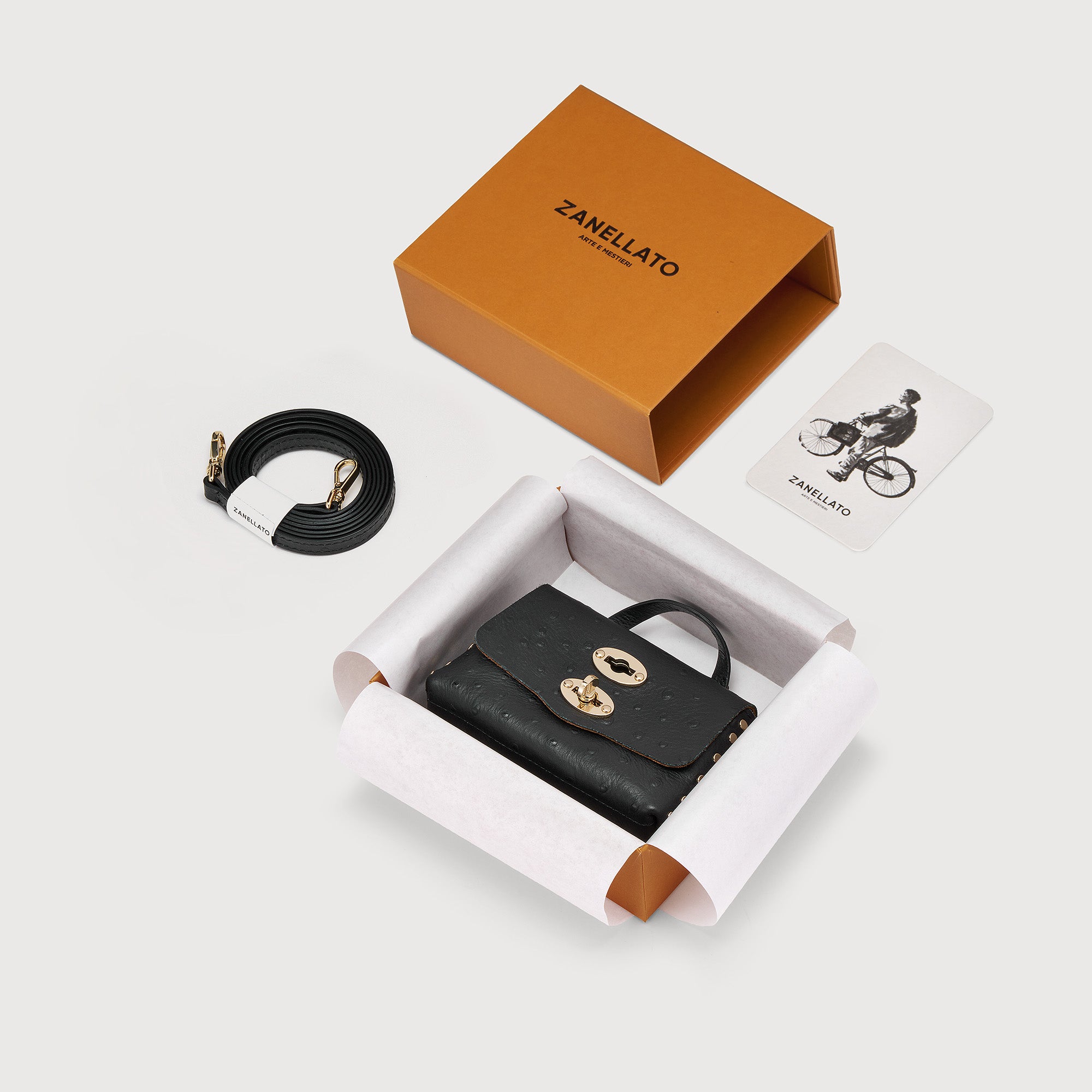 Zanellato Postina® Wallet MINI portafoglio Black Crater in pelle stampata