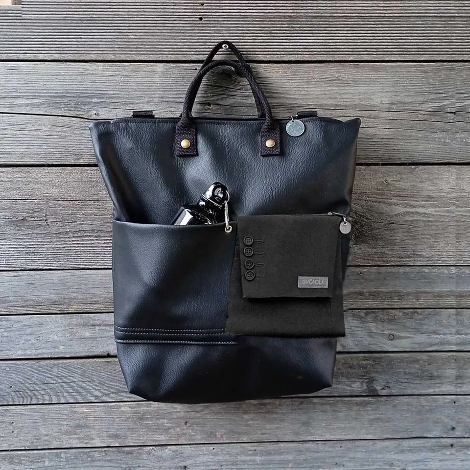 Ricicli Design Borse Borsa zaino Greta TOTAL BLACK n°26 nera