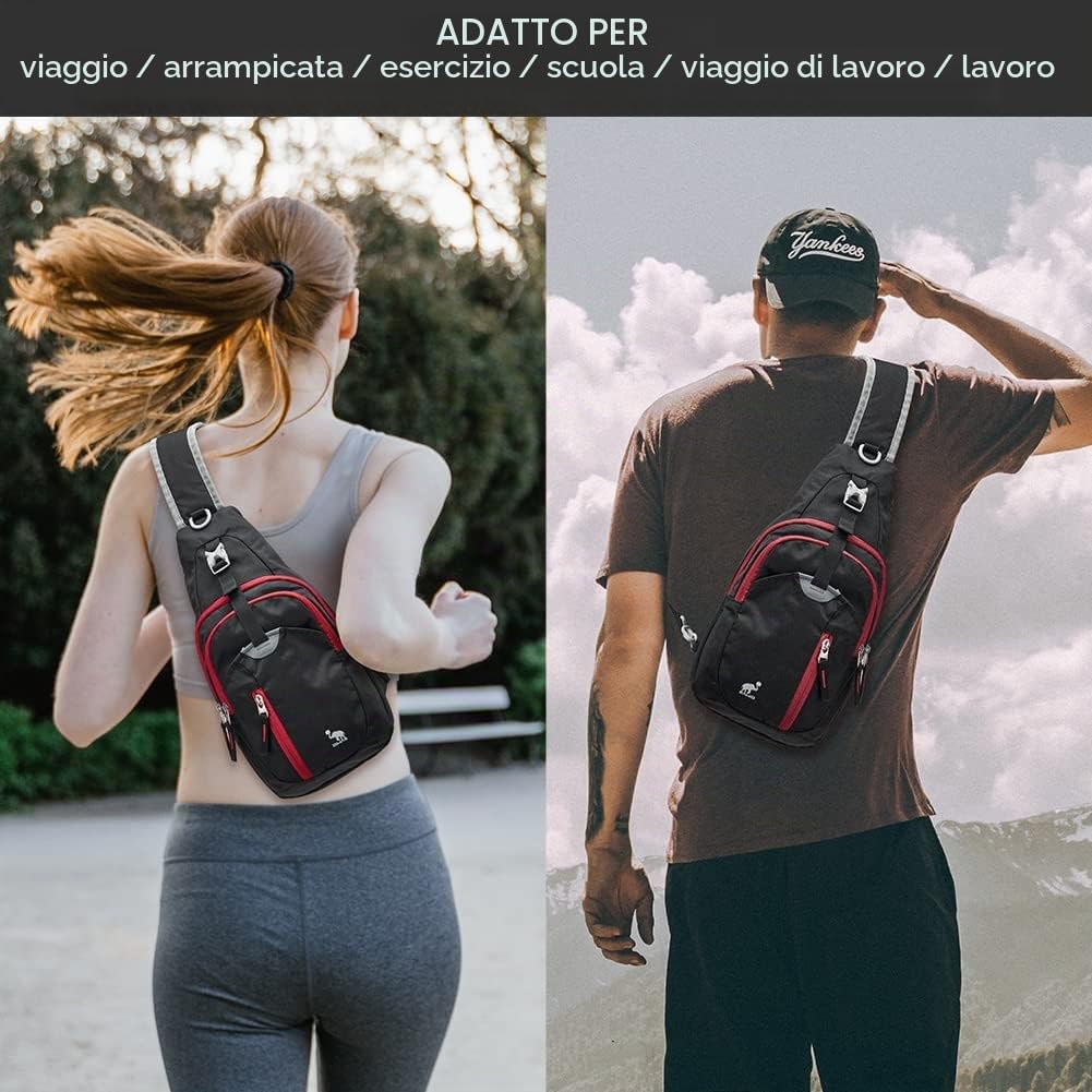 OIWAS Sling Bags Zaino monospalla nero impermeabile