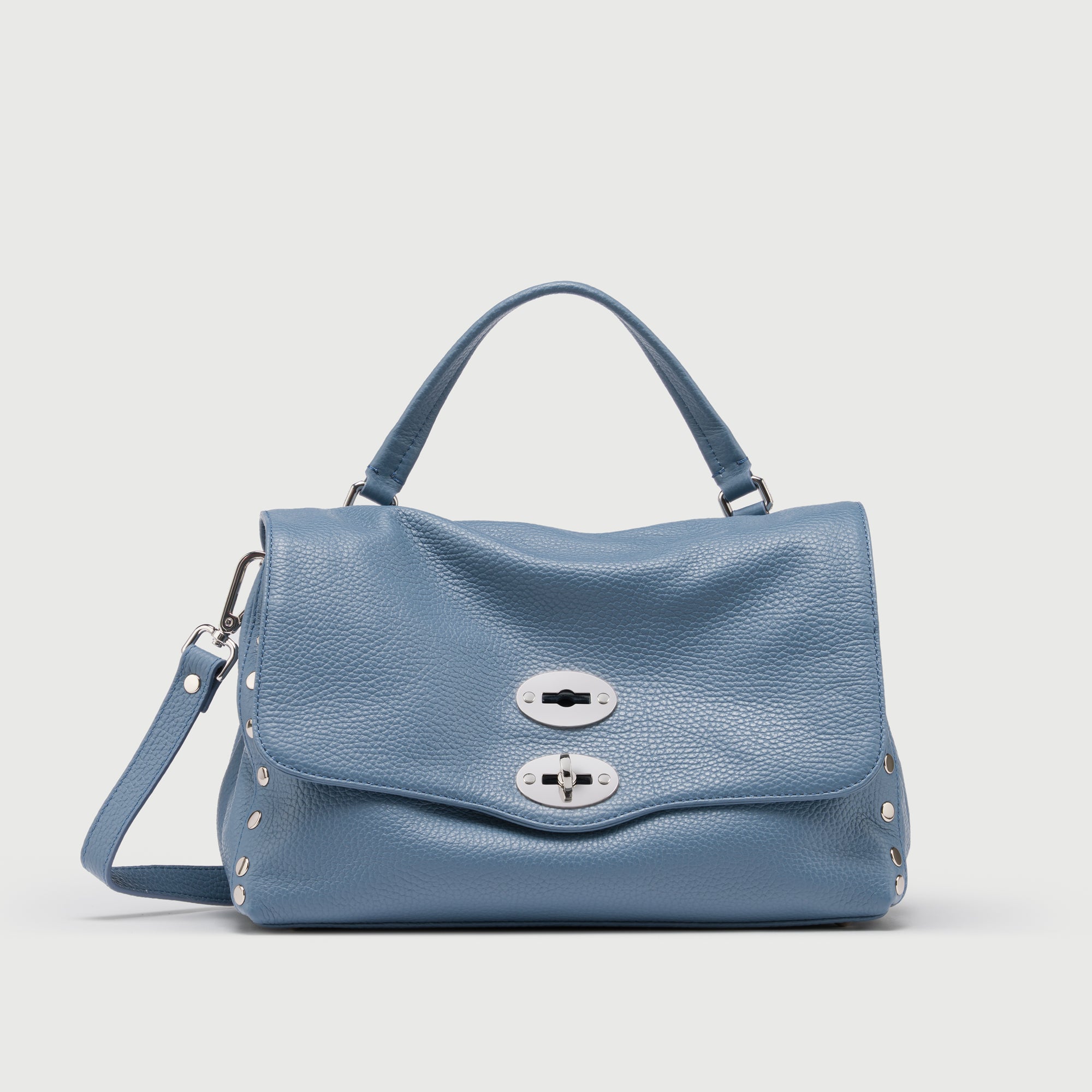 Zanellato Postina® S borsa blu pelle martellata idrorepellente