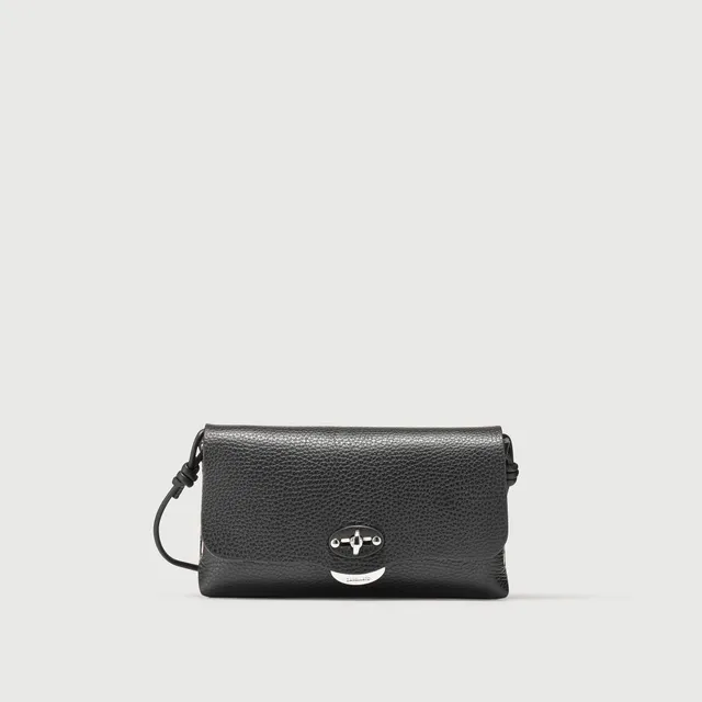 Zanellato Lettera® Small Bag pochette nera in pelle martellata