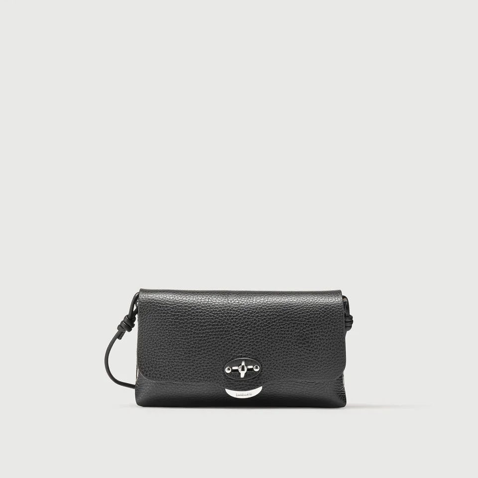 Zanellato Lettera® Small Bag pochette nera in pelle martellata