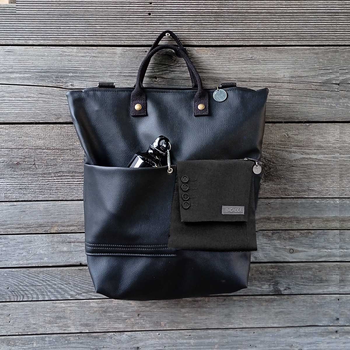 Ricicli Design Borse Borsa zaino Greta TOTAL BLACK n°26 nera