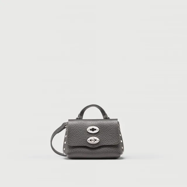 Zanellato Postina® Wallet Mini portafoglio grigio in pelle martellata