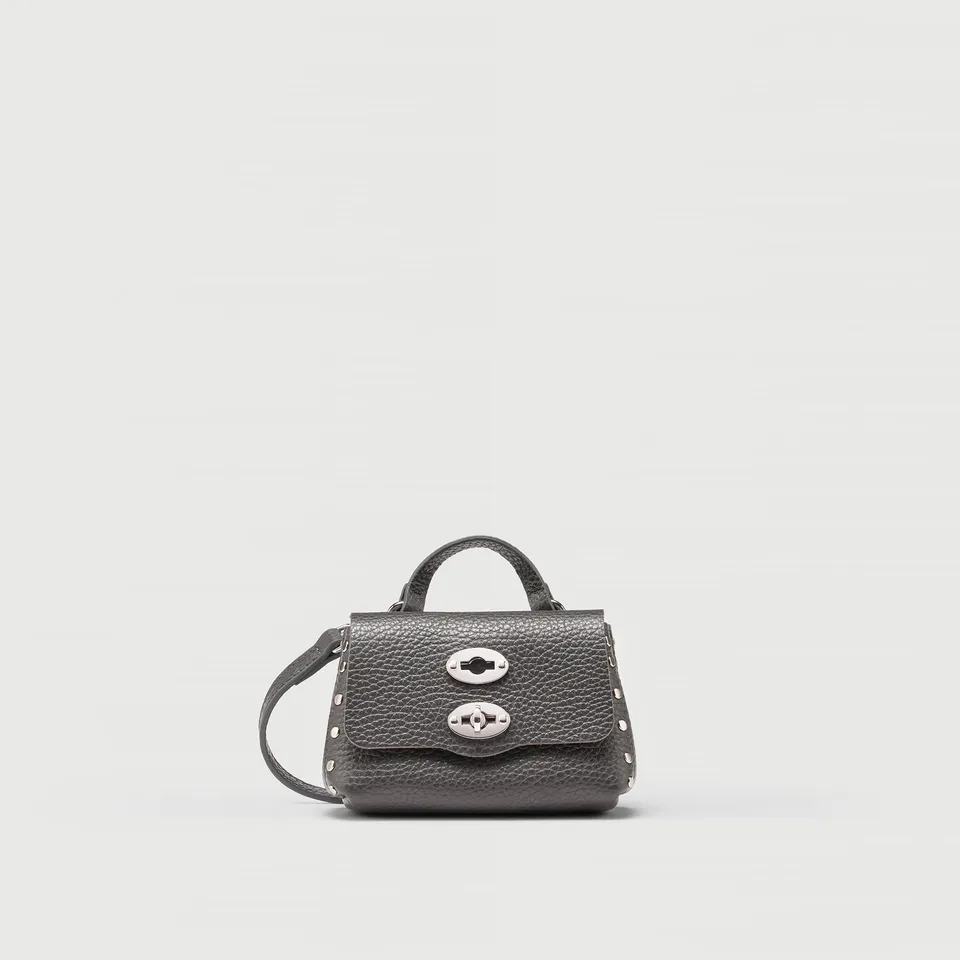 Zanellato Postina® Wallet Mini portafoglio grigio in pelle martellata