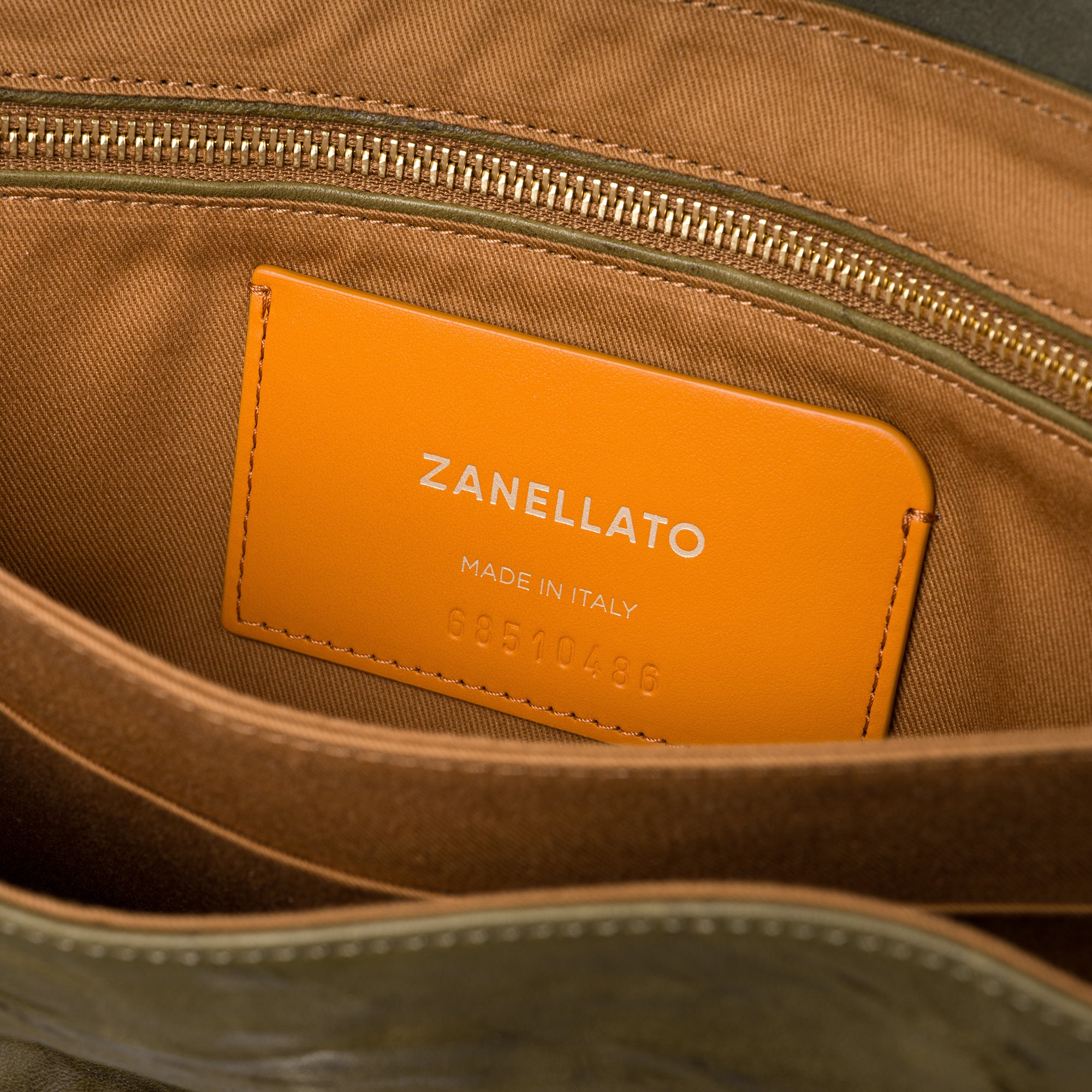 Zanellato Postina® S borsa verde Oliva Giarraffa pelle stropicciata
