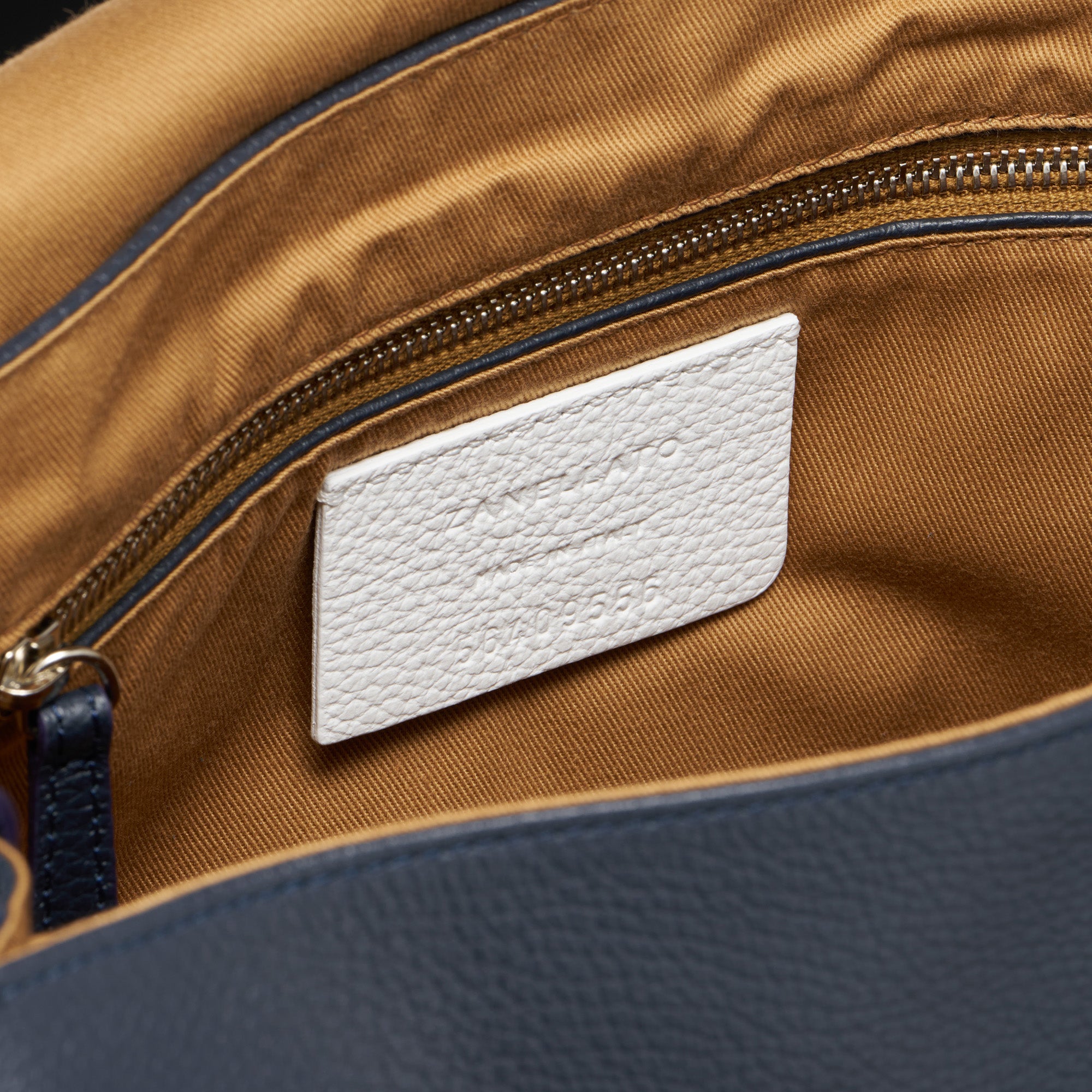 Zanellato Postina® M borsa blu Dark Navy in pelle martellata