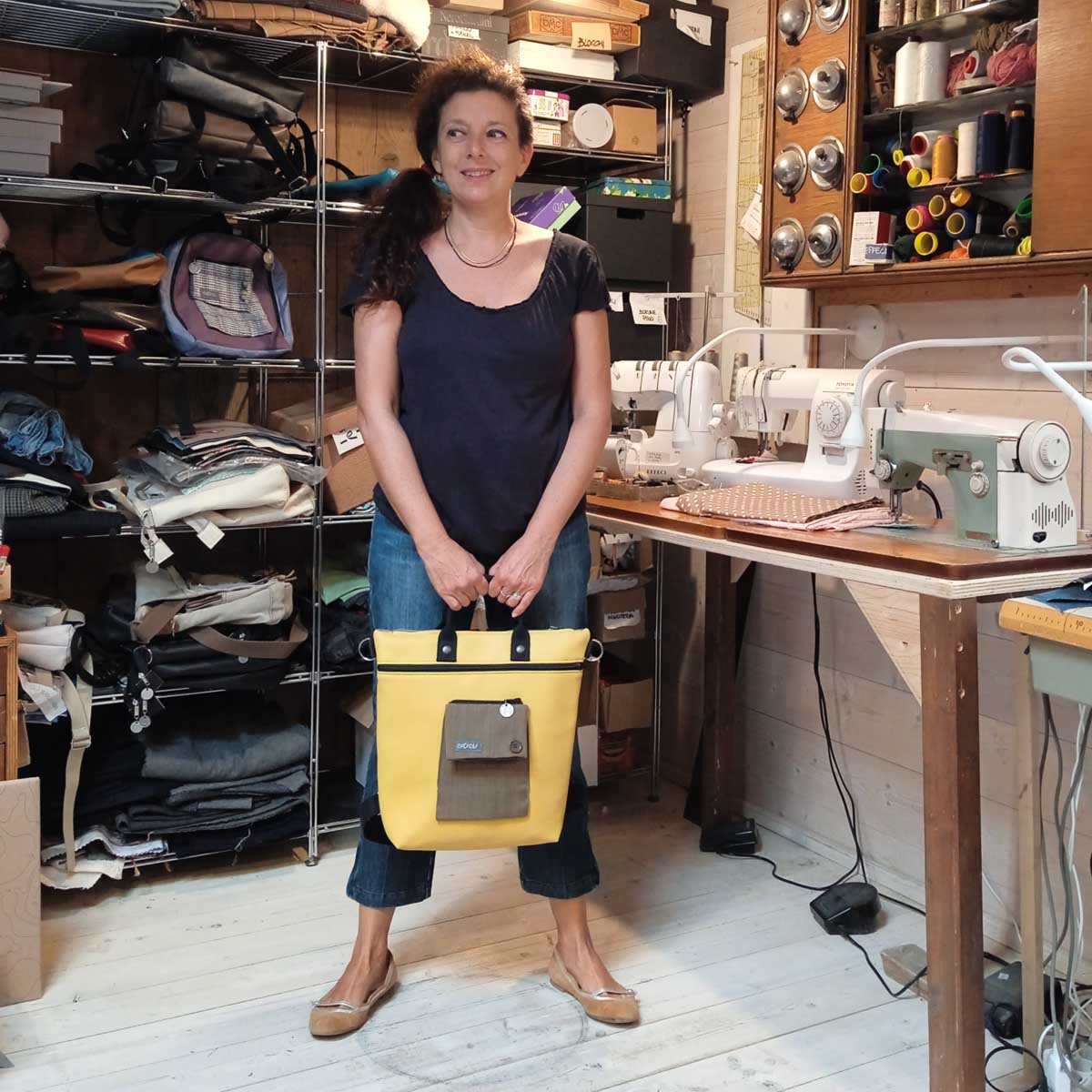 Ricicli Design Borse Borsa Zaino Cinno n°08 pistacchio in vera pelle