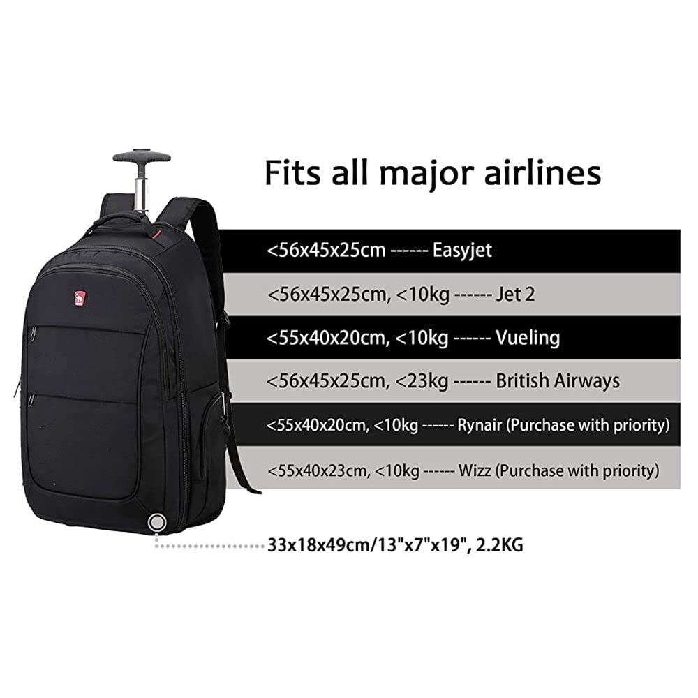 OIWAS Rolling Backpack Zaino trolley laptop 15,6 pollici 30 L