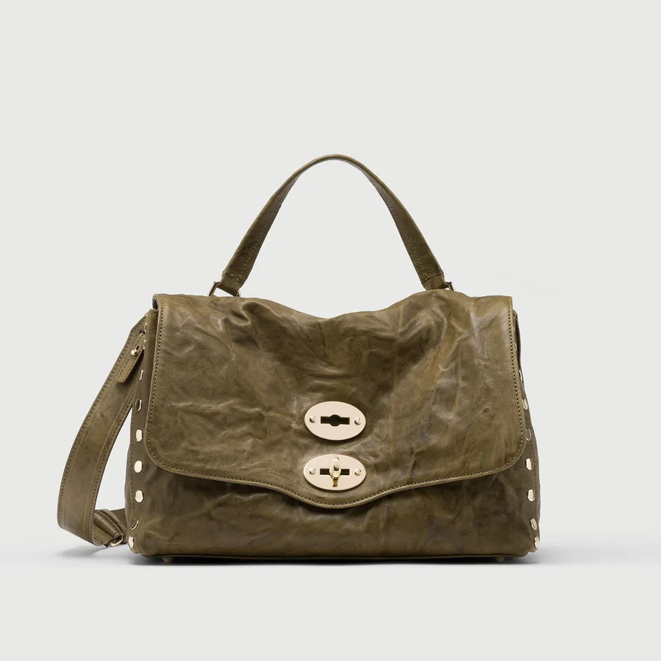 Zanellato Postina® S borsa verde Oliva Giarraffa pelle stropicciata