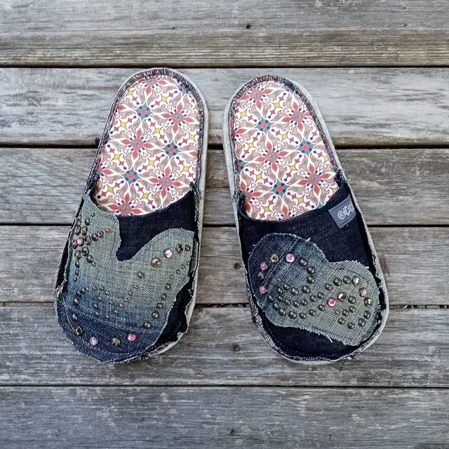 Ricicli Design Accessori Ciabatte tg.36-38 n°01 in jeans con suola PET riciclato