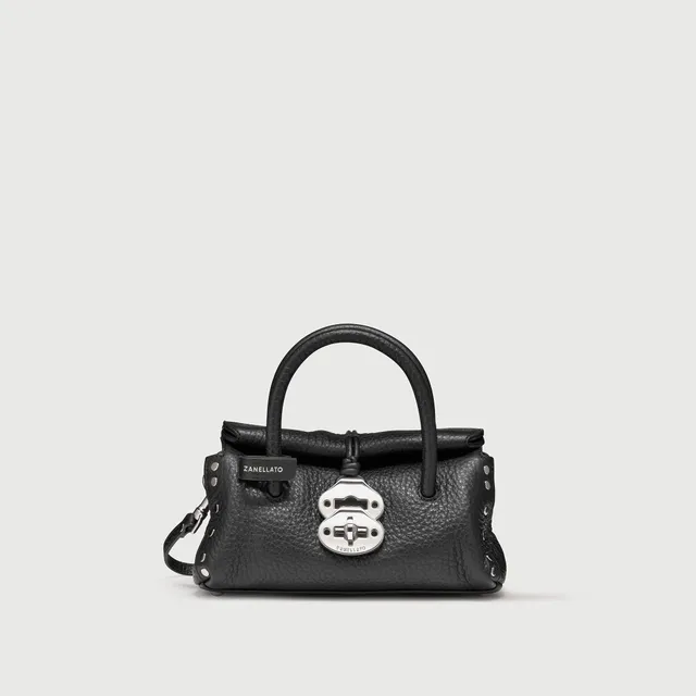 Zanellato Dotta® Baby borsa a mano nera pelle martellata