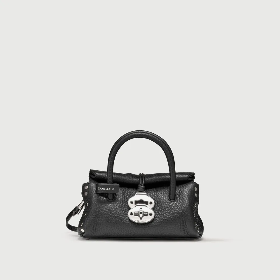 Zanellato Dotta® Baby borsa a mano nera pelle martellata