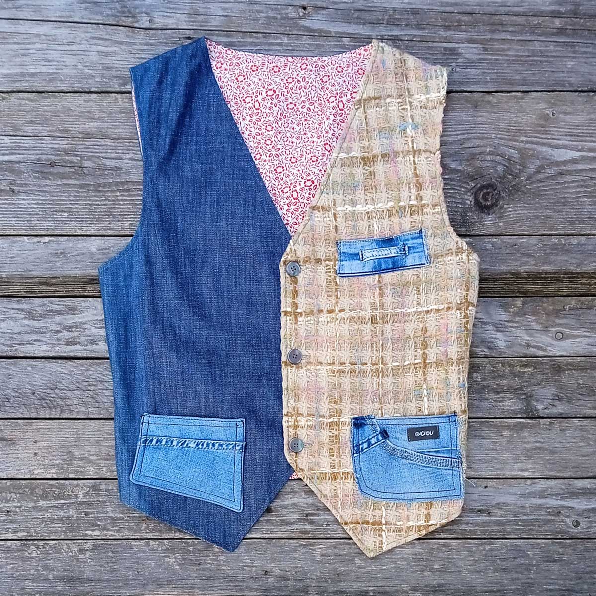 Ricicli Design Abbigliamento Gilet double face n°01 taglia S regolabile