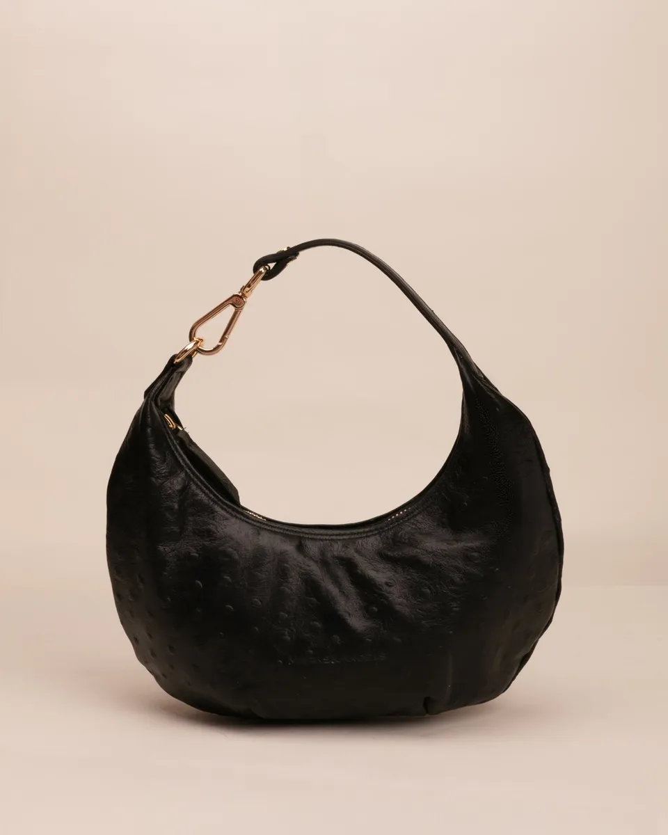 Marks&Angels Borse a Spalla Mini Vicky Rhea nero borsa effetto struzzo