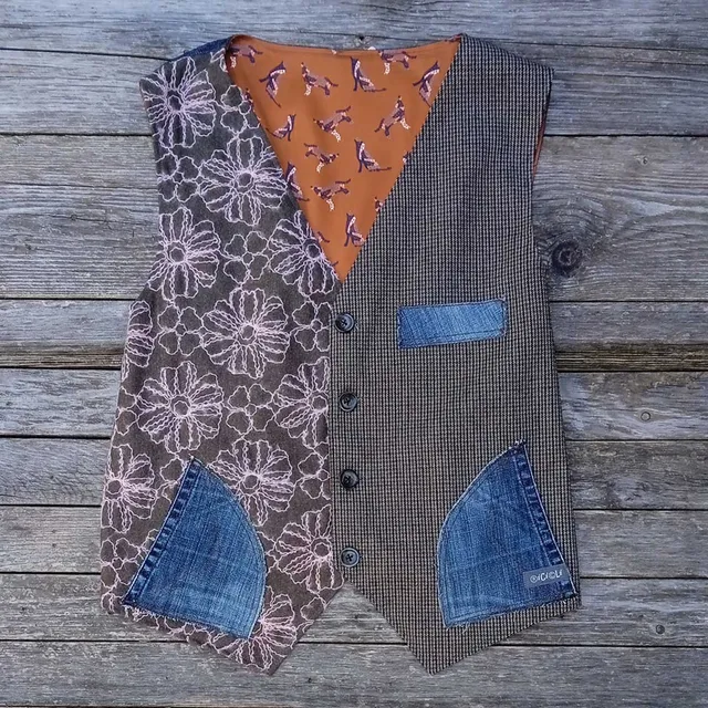 Ricicli Design Abbigliamento Gilet double face n°20 Tg.XXL gilet riciclato