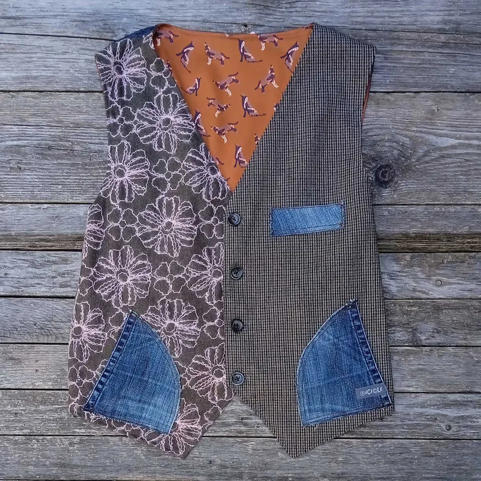 Ricicli Design Abbigliamento Gilet double face n°20 Tg.XXL gilet riciclato